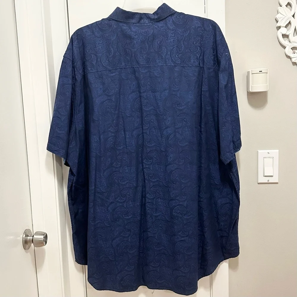 Robert Graham Shirt 3XL Blue Paisley All Over Print Button Up Short Sleeve Mens - Picture 4 of 8